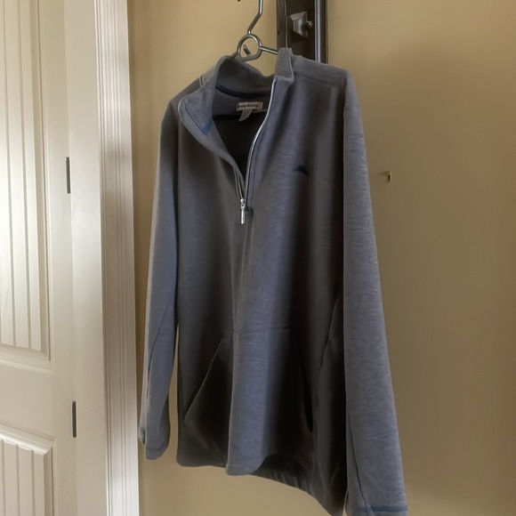 Tommy Bahama 1/4 Zip Pullover Sweatshirt Grey With Blue Detail And Pockets XL - Picture 3 of 8